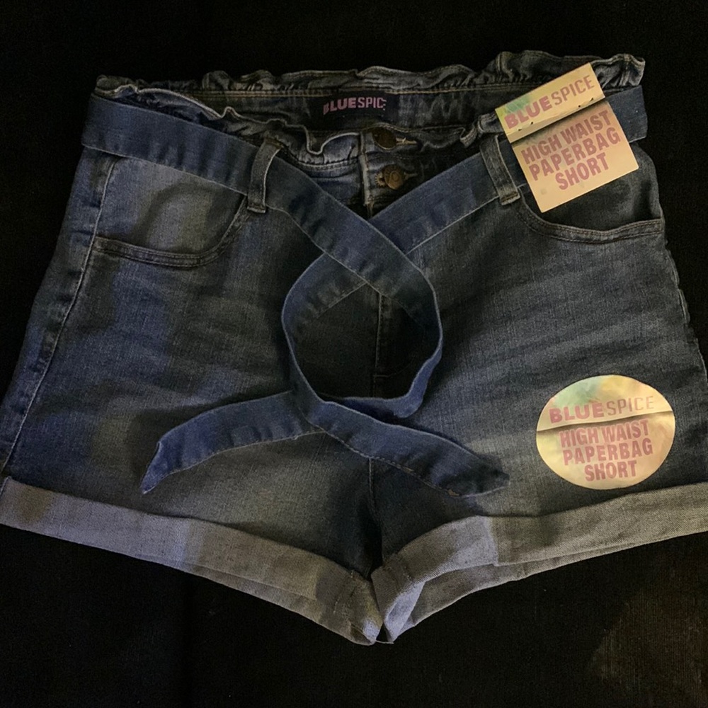 High Waist Paper Bag Shorts